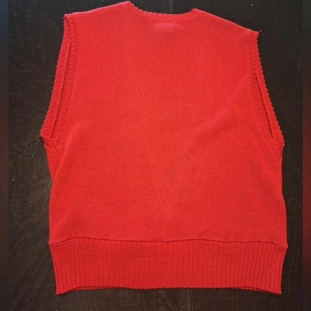 vintage Leslie Fay red sleeveless sweater embroidered vest size 10 - Picture 2 of 6